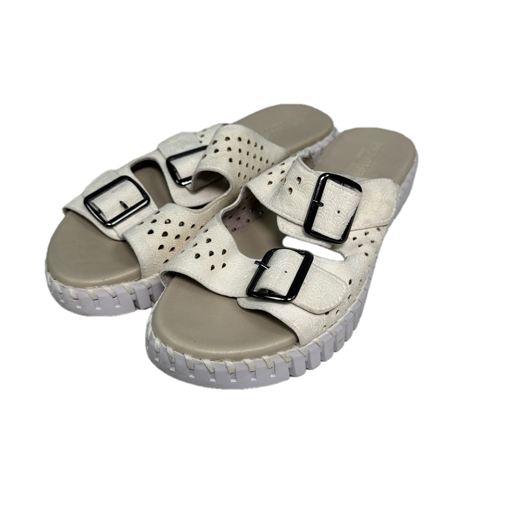 Ilse Jacobsen Cream Double Buckle Leather Sandal 39/ 8.5‎ US - Picture 2 of 6